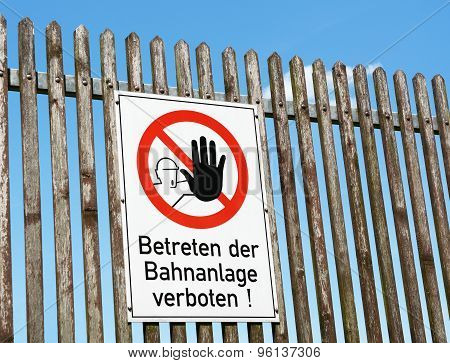 German Safety Sign - Keep Off The Railway