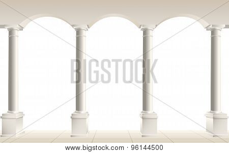 Arch And Columns On White