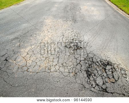 Cracked Asphalt Road