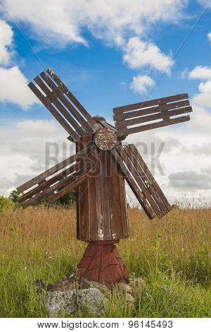 vintage wood small windmill