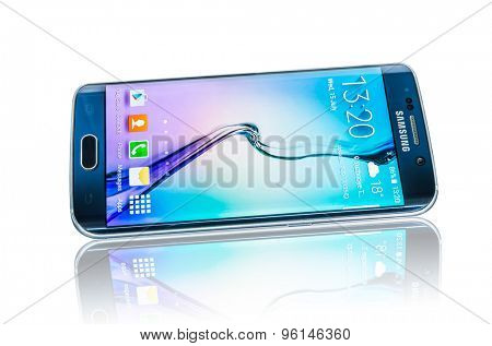 MOSCOW, RUSSIA- JULY 15, 2015: Samsung Galaxy S6 Edge. Android smartphones manufactured and marketed by Samsung Electronics. Illustrative editorial only.