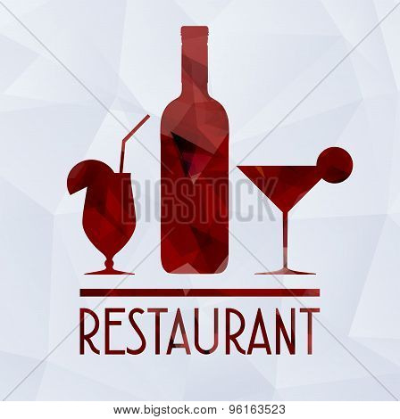 wine glass and geometric concept red