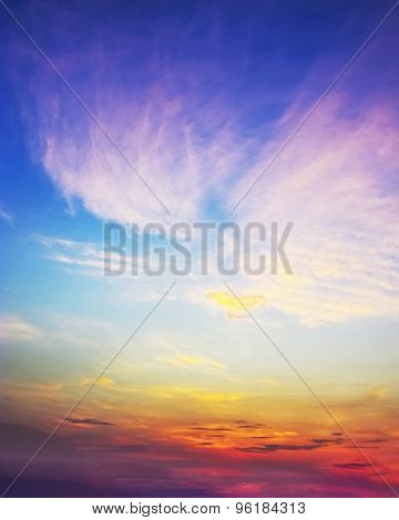 Sunset Sky Of Multiple Colors Of Asia.