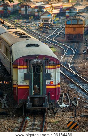 Old Diesel Locomotives and Trains in Bangkok Thailand