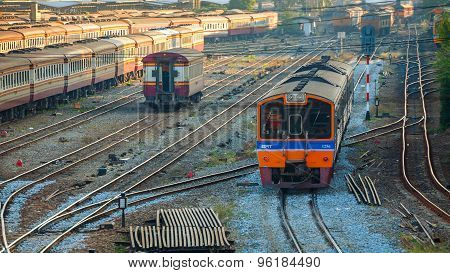 Old Diesel Locomotives and Trains in Bangkok Thailand