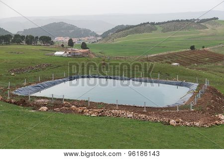 The Manmade Pool For Agriculture By Using Plastic Sheet