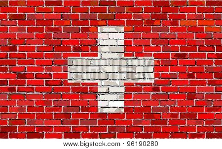 Grunge Flag Of Switzerland On A Brick Wall