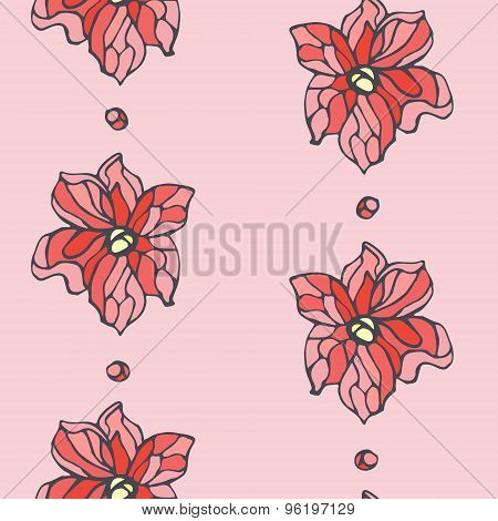 Seamless Pattern With Red Flowers