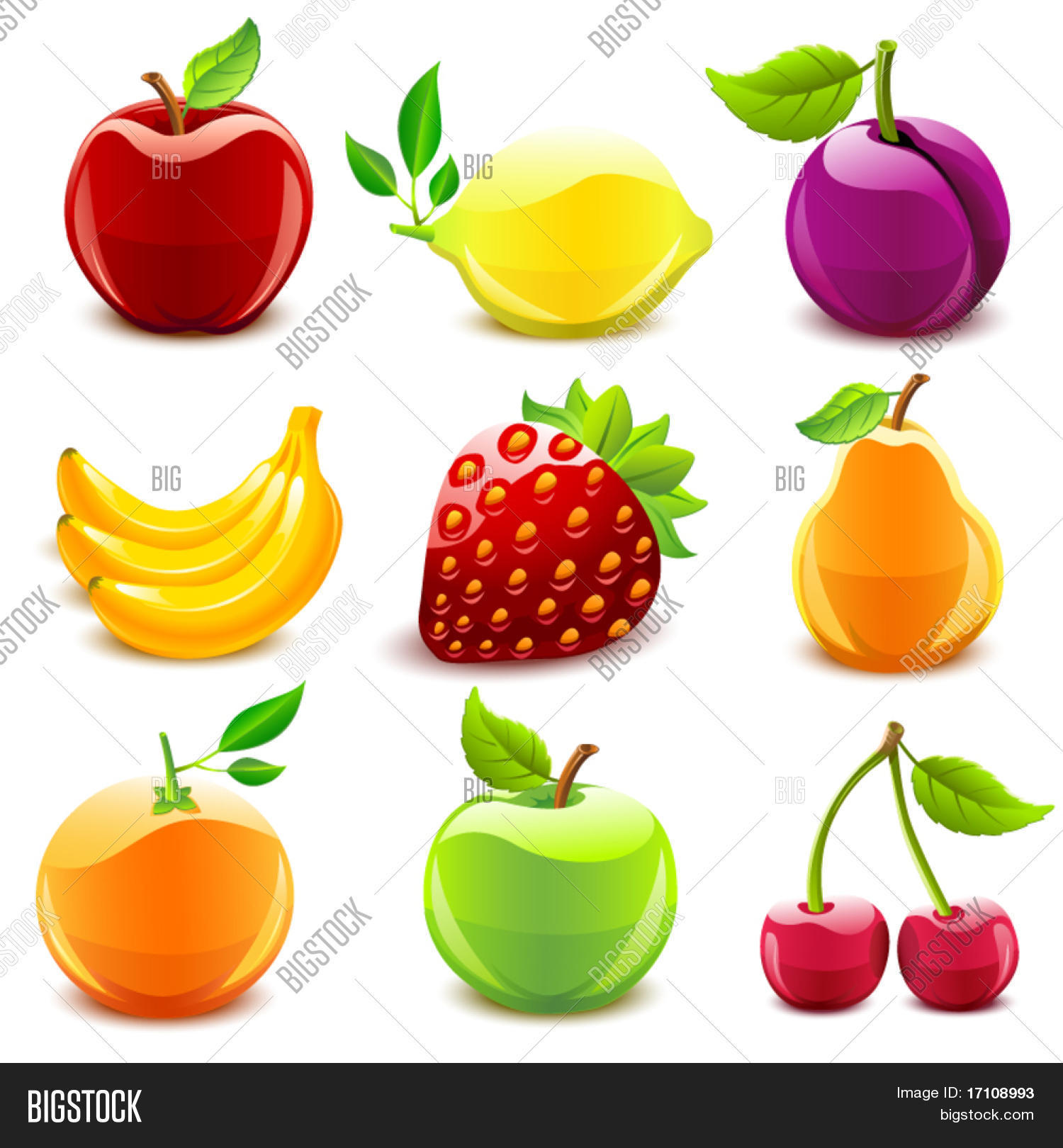 Glossy Fruit Set Vector & Photo (Free Trial) | Bigstock