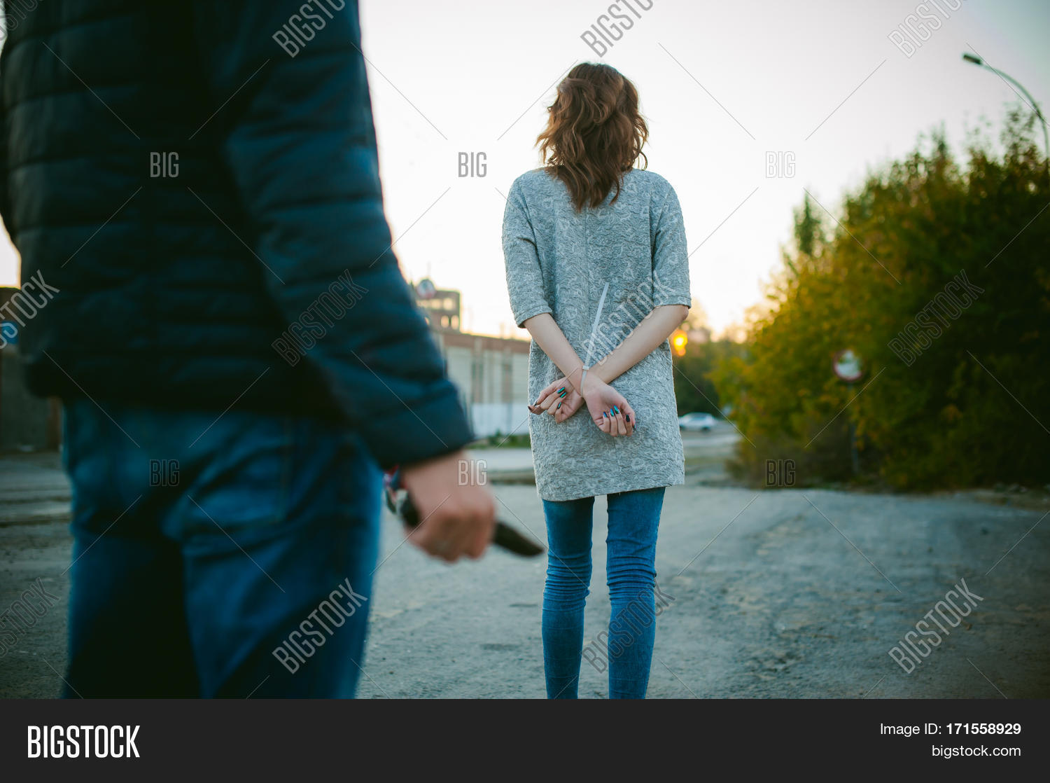 Guy Knife Chasing Girl Image and Photo