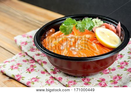 japanese food Mix Sashimi Chirashi Rice Bowl