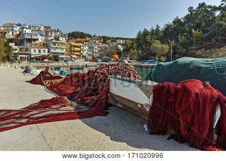 Boat at the port of Limenaria, Thassos island, East Macedonia and Thrace, Greece