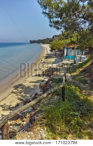beach with blue waters in Thassos island, East Macedonia and Thrace, Greece