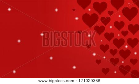 Bright Red Background with Hearts and Lights.