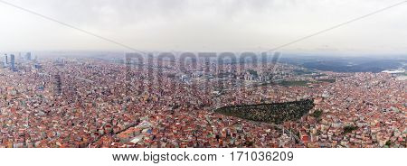 Istanbul aerial view. Panorama of modern part of the city.
