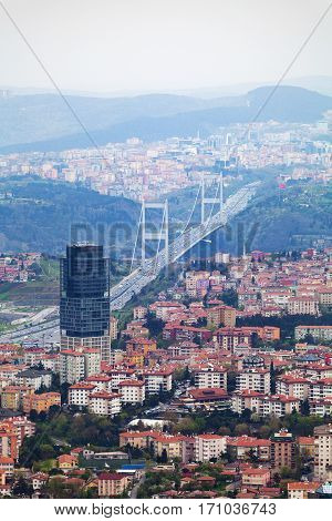 Istanbul aerial view. Panorama of modern part of the city.
