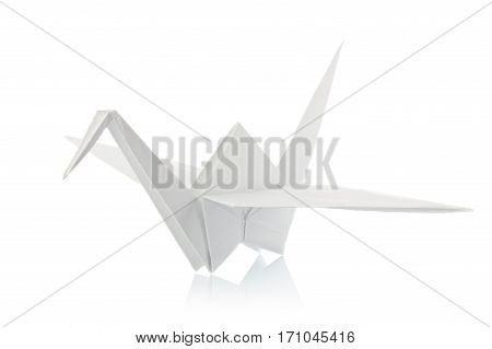 White shadoof of origami. Isolated on background