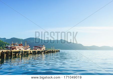 Thailand - February 4: Sunrise at Bang-Bao Koh Chang Trat Province on February 3 2017 in Thailand.