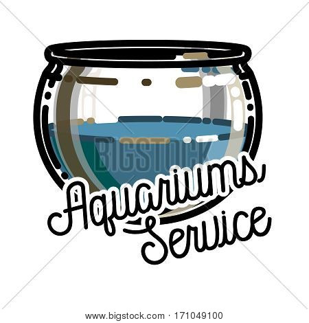 Color vintage aquariums service emblem, label, badge and design elements. Vector illustration, EPS 10