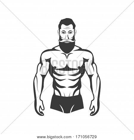 Bodybuilder Fitness Model Illustration. Aesthetic body. gym