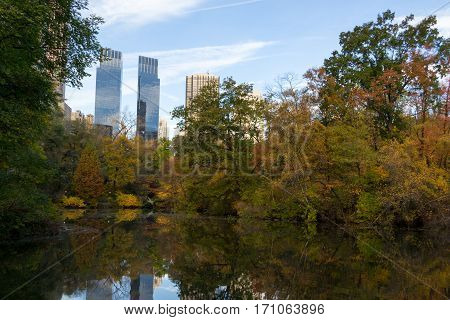 Midtown From Central Park In An Autumn Morning