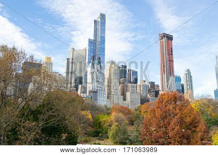 Midtown From Central Park In An Autumn Morning