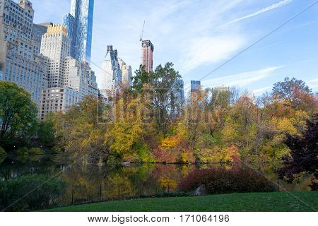 Midtown From Central Park In An Autumn Morning