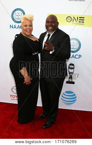 LOS ANGELES - FEB 11:  Tamela Mann, David Mann at the 48th NAACP Image Awards Arrivals at Pasadena Conference Center on February 11, 2017 in Pasadena, CA