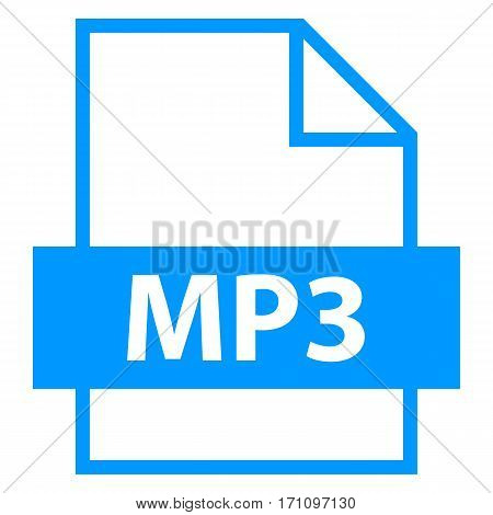 Use it in all your designs. Filename extension icon MP3 MPEG Audio Layer III in flat style. Quick and easy recolorable shape. Vector illustration a graphic element.