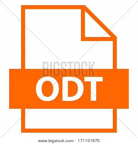 Use it in all your designs. Filename extension icon ODT Open Document Format for Office Applications in flat style. Quick and easy recolorable shape. Vector illustration a graphic element.