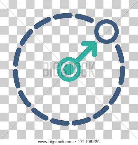 Round Area Border icon. Vector illustration style is flat iconic bicolor symbol cobalt and cyan colors transparent background. Designed for web and software interfaces.