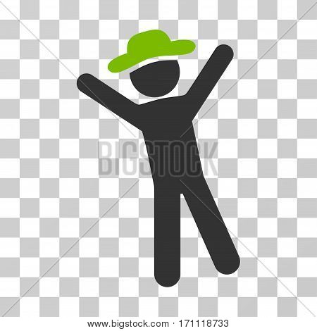 Gentleman Joy icon. Vector illustration style is flat iconic bicolor symbol eco green and gray colors transparent background. Designed for web and software interfaces.