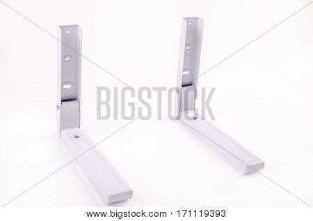 White bracket for TV on a white background isolation