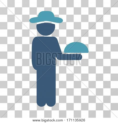 Gentleman Waiter icon. Vector illustration style is flat iconic bicolor symbol cyan and blue colors transparent background. Designed for web and software interfaces.