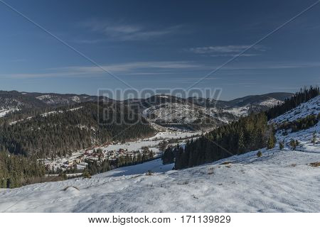 Winter Cold Sunny Morning In Dedinky Village