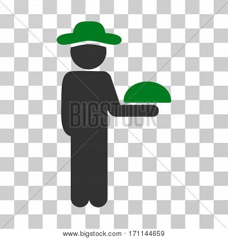 Gentleman Waiter icon. Vector illustration style is flat iconic bicolor symbol green and gray colors transparent background. Designed for web and software interfaces.