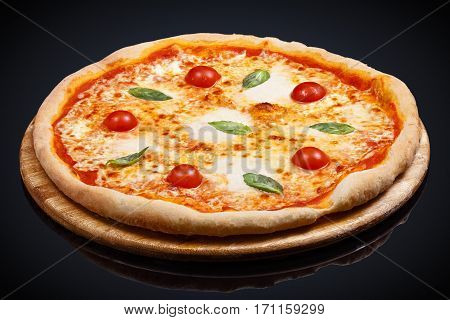 Pizza Donna Margarita on a black background