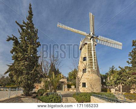 Montefiore windmill, Jerusalem. It is a famous museum and public domain place in Israel