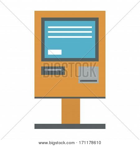 ATM payment terminal vector illustration. Screen service transaction keypad business. Metal commerce computer shopping automated keyboard card technology.