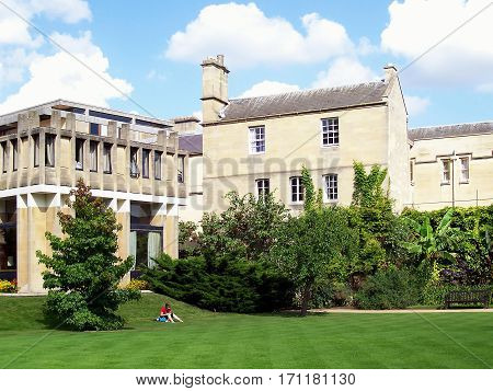 Oxford, UK, January, 1 2005 :  A quadrant garden of  Balliol College Oxford University which is a grass open space for students to enjoy between lectures