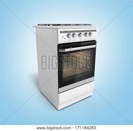 Gas Stove 3D Render On Blue Background