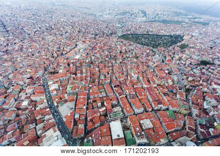 Istanbul aerial view. Panorama of modern part of the city.