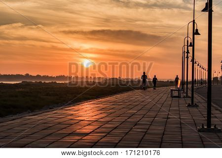 Morning at a park near the Khong river in Bueng Kan district Thailand.