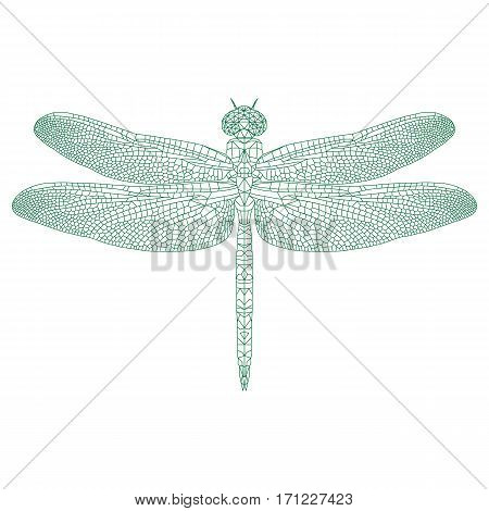 mosaic dragonfly for coloring and design. vector illustration.