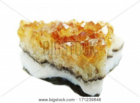 citrine semigem geode crystals geological mineral isolated