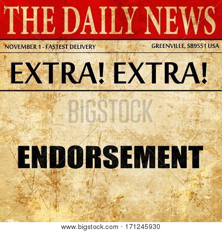 endorsement, article text in newspaper