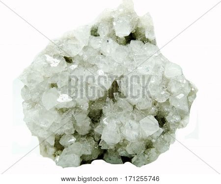 apophyllite semigem geode crystals geological mineral isolated