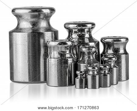 Several different weights near isolated on white background