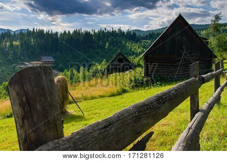 The village in the mountains landscape, beautiful view of nature.