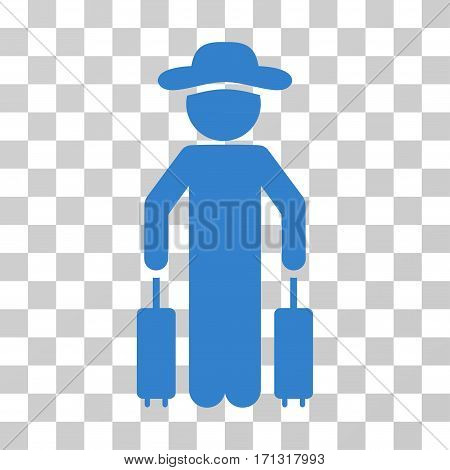 Gentleman Passenger icon. Vector illustration style is flat iconic symbol cobalt color transparent background. Designed for web and software interfaces.